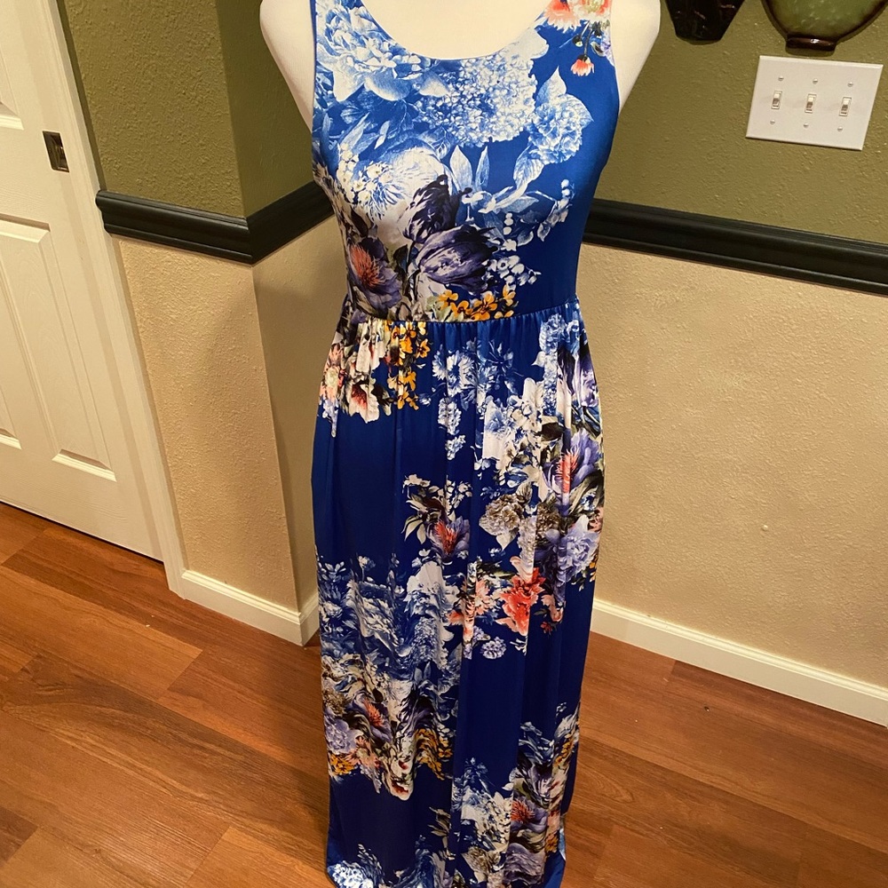 Bellamie brand cobalt blue and floral maxi dresses EUC